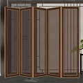 New Chinese Screen Color Glass Screen Partition 3d model