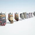 Traditional Handcrafted Colorful Wooden Masks As Unique Wall Decor For Home Decoration