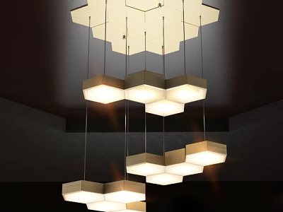 Modern Geometric Pendant Lights With Multi Tiered Hanging Design And Warm Illumination 3d model