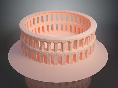 Modern Pink Circular Commercial Equipment With Colosseum Style Arched Design On Platform 3d model