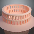 Modern Pink Circular Commercial Equipment With Colosseum Style Arched Design On Platform