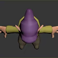 Playful Game and Movie Character With Purple Hat Green Coat Arms Outstretched Happy Expression