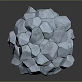 Gray Stone Mosaic Sphere Sculpture With Irregular Geometric Block Texture 3d model