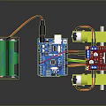 Computer Electronic Components With Circuit Board Battery Motor And Colored Wires 3d model