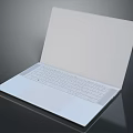 Sleek White Open Laptop Placed On Black Smooth Surface For Electronics