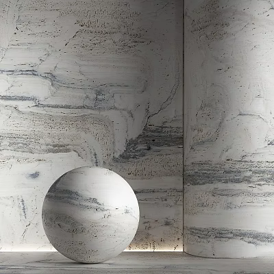 Marble Textured Wall With Spherical Decoration 3d model