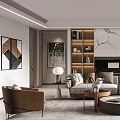 Elegant Modern Dining Living Room Interior With Golden Pendant Lights Wooden Shelves And Dining Table