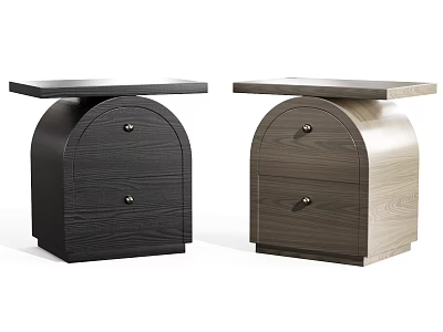 Modern Black And Light Wood Bedside Tables With Drawers And Simple Design 3d model