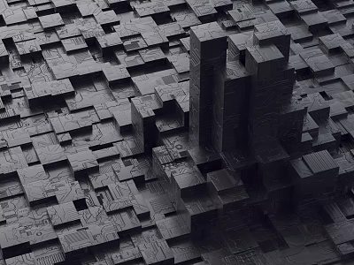 Abstract Geometric Structure With Interlocking Black Cubes And Modern Art Design 3d model