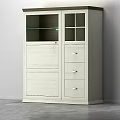 White Wooden Entryway Side Cabinet With Glass Doors Drawers Storage Design