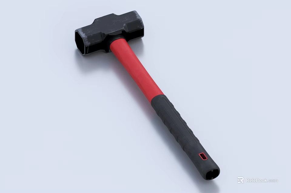 Ergonomic Hardware Tools Hammer With Black Head And Red Black Handle Design 3d model 