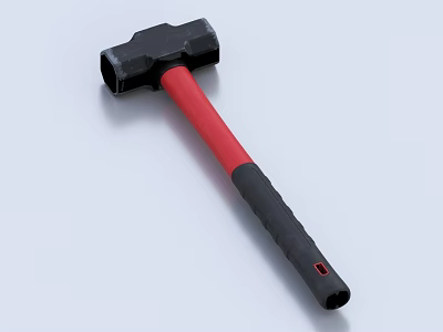 Ergonomic Hardware Tools Hammer With Black Head And Red Black Handle Design 3d model