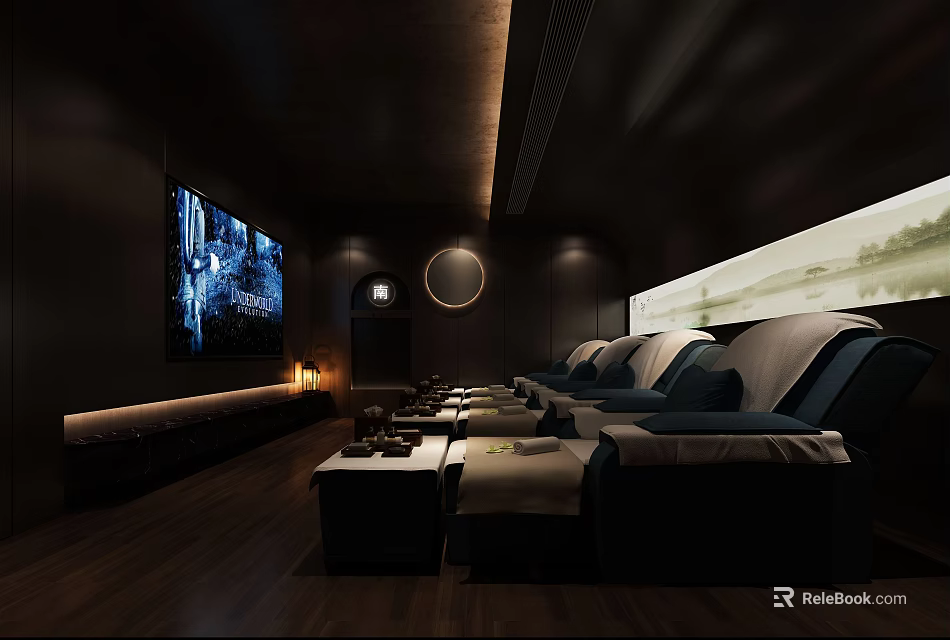 Luxury SPA Sauna Wellness Center With Relaxing Steam Bath And Comfortable Lounge Seats 3d model 