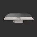 Modern Office Work Desk With Grid Top Surface And Metal Support Base 3d model