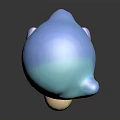 Cute 3D Cartoon Character Creature With Blue Cloud Hat White Body And Pink Cheeks