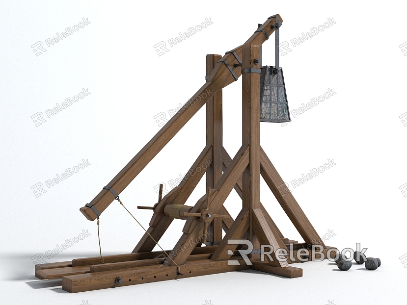 Chinese style weapon siege vehicle, stone machine, stone machine, stone vehicle siege equipment model