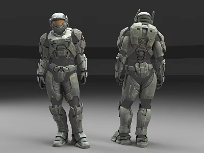 Detailed Sci-Fi Armored Game and Movie Character Design With Front Back Full Body Views 3d model