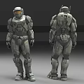 Detailed Sci-Fi Armored Game and Movie Character Design With Front Back Full Body Views