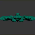 Green Carved Floral Leaf Ornament With Detailed Petal And Stem Design