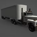White Commercial Freight Truck With Long Enclosed Cargo Trailer For Transportation
