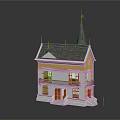 Traditional Detached Villa With Gray Roof Yellow Walls And Spire Exterior Design
