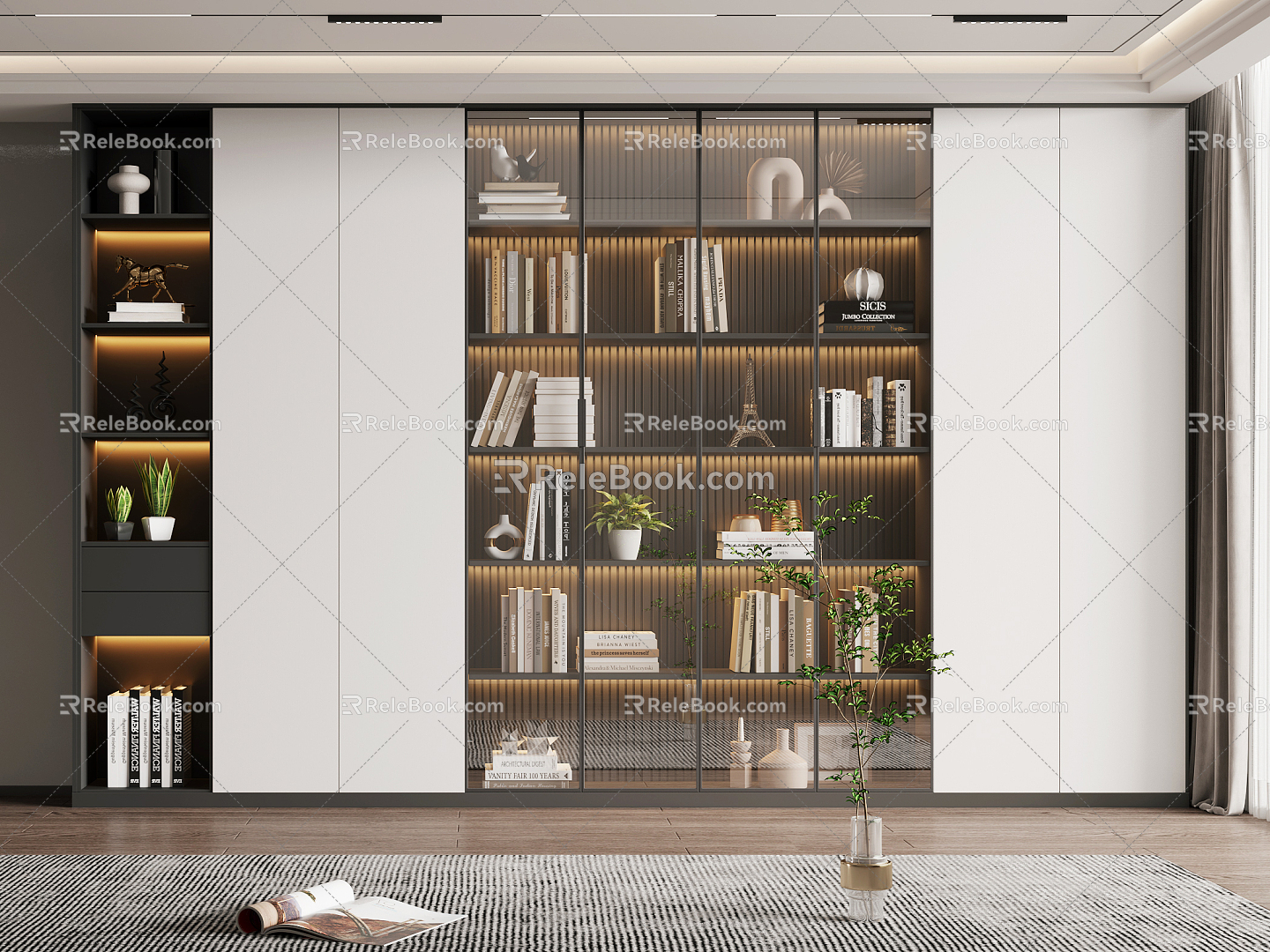 Modern bookcase 3d model