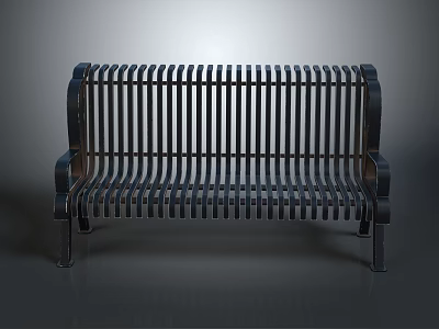 Modern Minimalist Metal Slatted Bench With Sturdy Frame And Sleek Contemporary Design 3d model