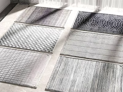 Modern Square Rugs With Geometric Patterns Gray And Black Designs For Home Decor 3d model