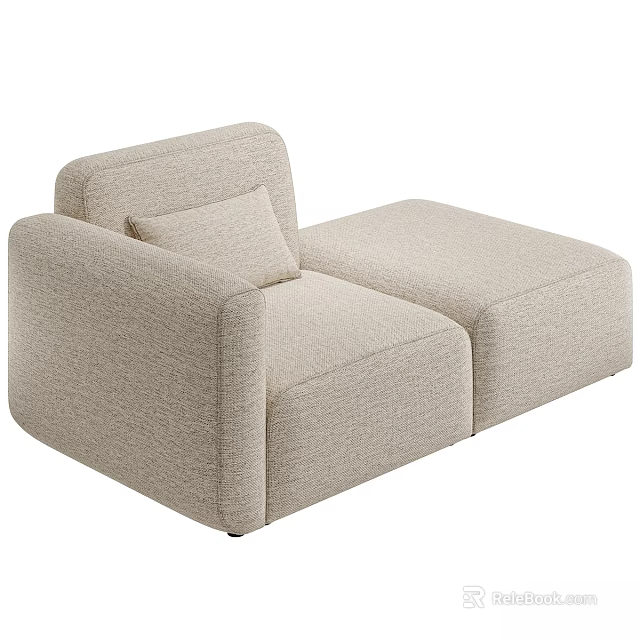 Beige Modular Two Seater Sofa With Minimalist Design And Comfortable Cushion 3d model 