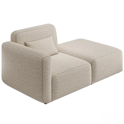 Beige Modular Two Seater Sofa With Minimalist Design And Comfortable Cushion 3d model