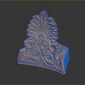 Orange Carved Decorative Ornament With Plant Inspired Floral Patterns And Swirls