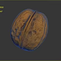 Close Up View Of Whole Brown Walnut With Textured Shell On Dark Background