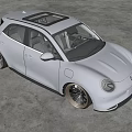 White Compact Electric Vehicle With Modern Design And Black Wheels In Indoor Showroom