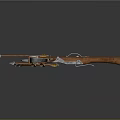 Medieval Crossbow With Wooden Stock Metal Components And Arrows On Dark Surface