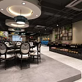 Elegant Modern Hotpot Restaurant Interior With Dining Tables Comfortable Seats And Ambient Lighting