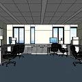 Laboratory Interior With Sinks Cabinets Large Windows And City View