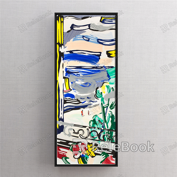 Modern abstract painting simple yellow living room abstract model