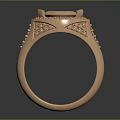 Elegant Rose Gold Ring With Large Square Gemstone And Small Diamond Details