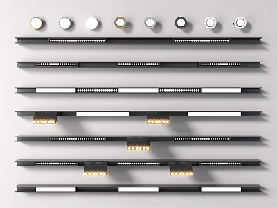 Modern Downlights and Spotlights Display with Various Styles Sizes and Color Options 3d model