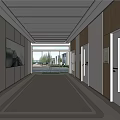 Hospital Outpatient Clinic Corridor With Modern Design Bright Lighting Wooden Walls And White Doors