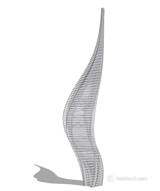 Modern Abstract Wire Sculpture With Curved Lines And Artistic Structure 3d model 