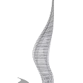 Modern Abstract Wire Sculpture With Curved Lines And Artistic Structure