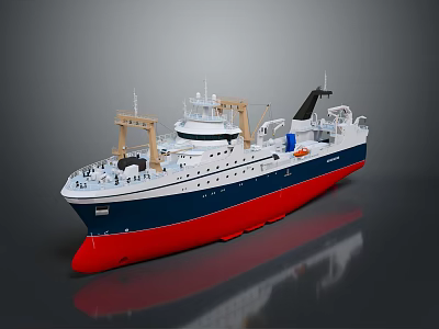 Modern Yacht With Blue White Red Hull And Architectural Details 3d model Modern Yacht With Blue White Red Hull And Architectural Details 3d model
