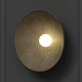 Modern Circular Wall Sconce With Textured Surface And White Globe Bulb On Gray Wall 3d model