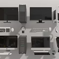Desktop Computer Components Including Monitors CPU Towers Keyboards Mice And Headphones 3d model