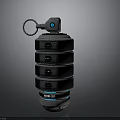 Black Grenade Weapon With Top Pin Multiple Layered Structure And EMP30 Label