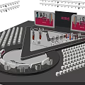 Large Event Stage Setup With Neatly Arranged Audience Seats Bright Lighting And Big Screens