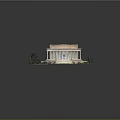 Classical Museum Building with Columns and Stone Steps Surrounded by Greenery and Trees 3d model