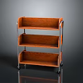 Three Tier Open Wooden Storage Shelf With Metal Frame And Mobile Wheels