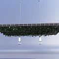Hanging Grid Lighting Combination With Green Vines And Transparent Light Bulbs 3d model